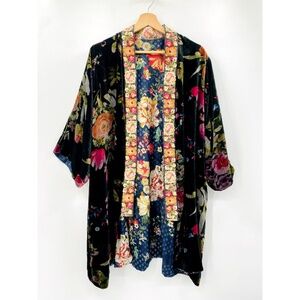 Johnny Was Velvet And Silk Floral Embroidered Reversible Kimono XL